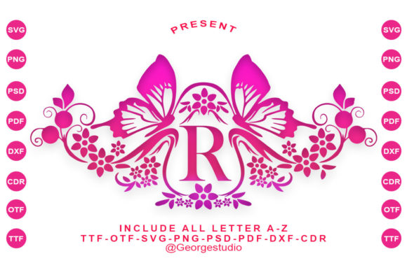 Rossella Butterfly Monogram Font